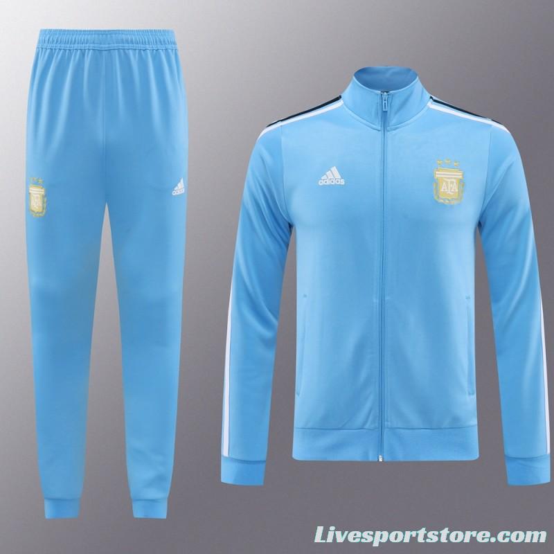 2024 Argentina Blue Full Zipper Jacket +Long Pants