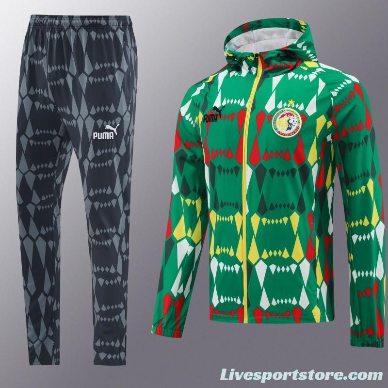 2024 Senegal Green Hoodie Full Zipper Jacket +Long Pants