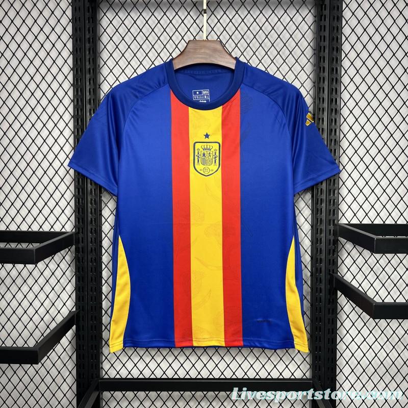 2024 Spain Euro Blue/Red/Yellow Pre-match Training Jersey