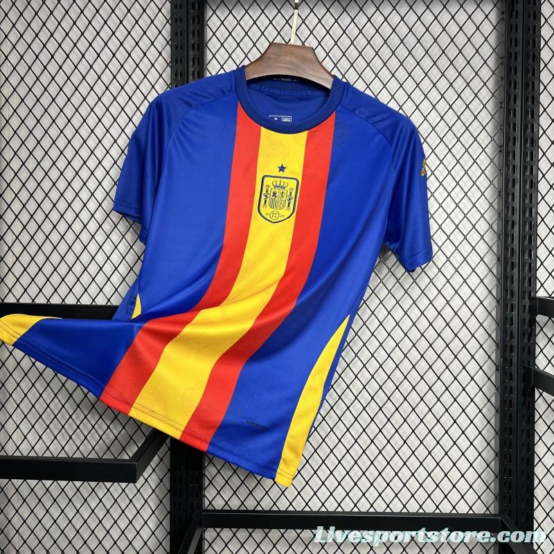 2024 Spain Euro Blue/Red/Yellow Pre-match Training Jersey