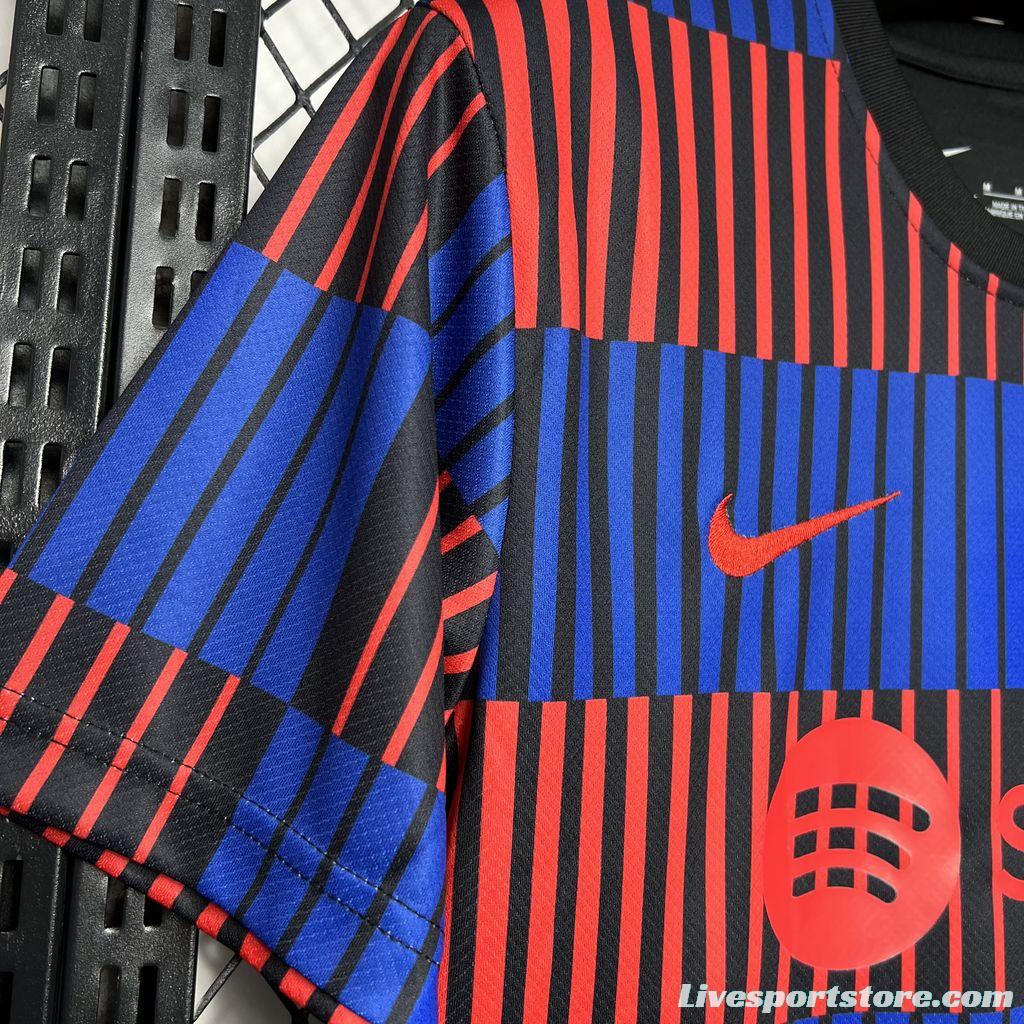 24/25 Barcelona Pre-Match Red/Blue Stripe Jersey