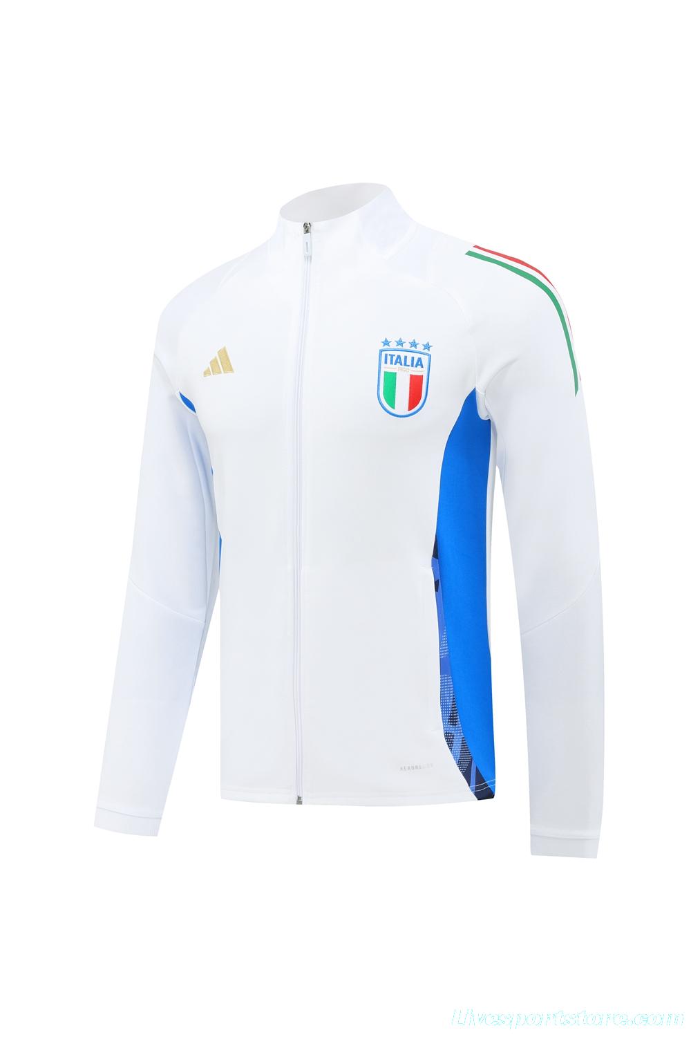 2024 Italy White Full Zipper Jacket +Long Pants