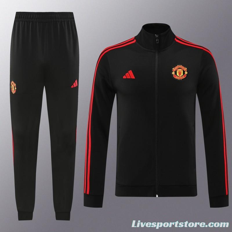 24/25 Manchester United Black Full Zipper Jacket +Long Pants