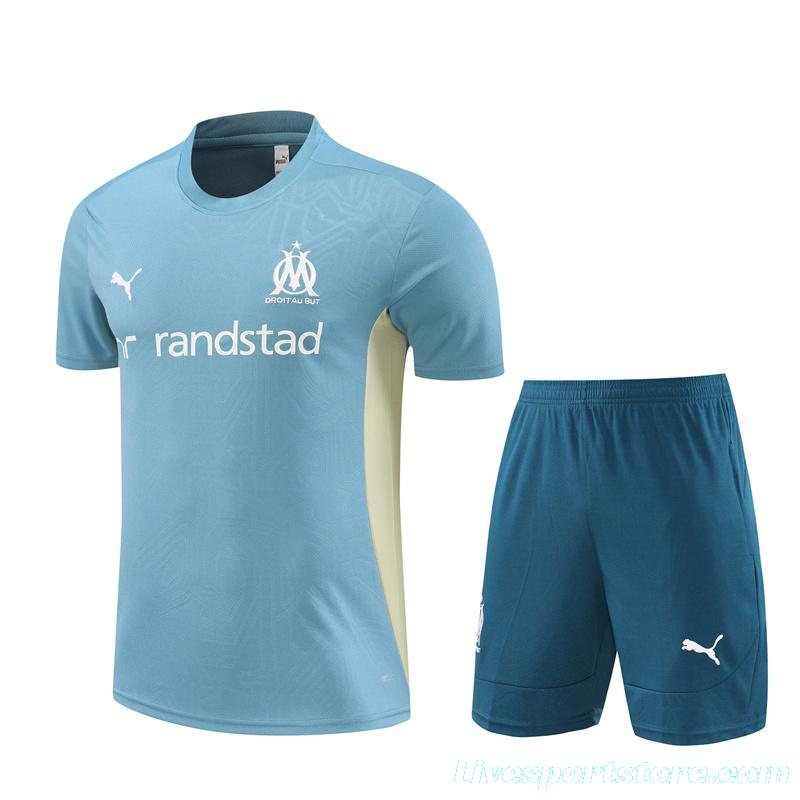 24/25 Olympique Marseille Blue Short Sleeve Jersey+Shorts