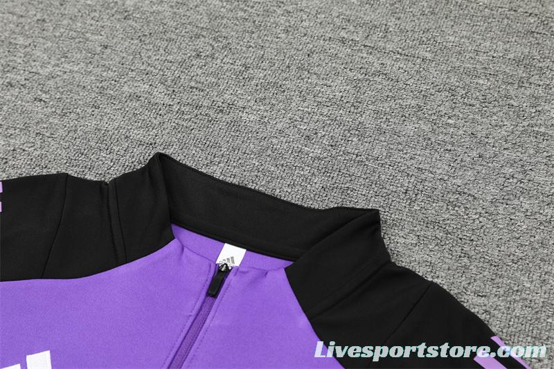 2024 Germany Purple Half Zipper Jacket+Long Pants