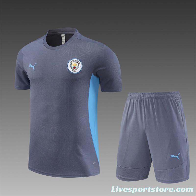 24/25 Manchester City Blue White Short Sleeve Jersey+Shorts