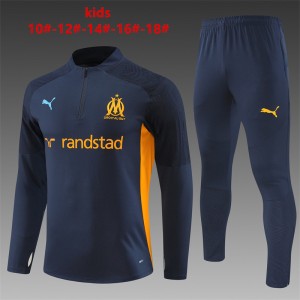 24/25 Kids Olympique Marseille Navy Orange Zipper Jacket+Long Pants