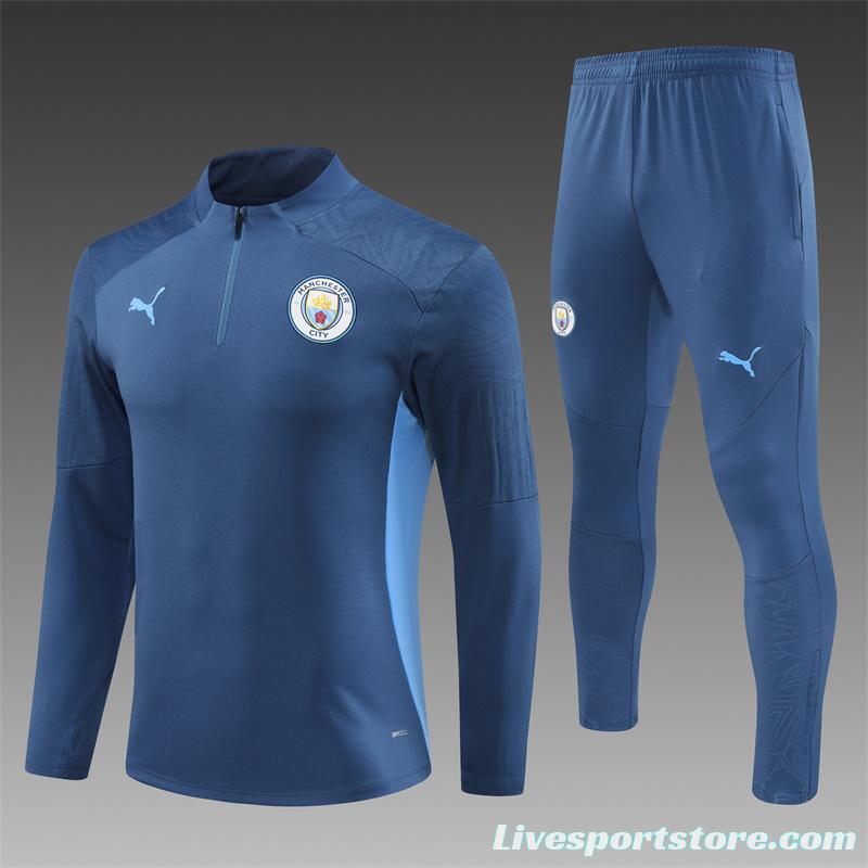 24/25 Manchester City Blue Half Zipper Jacket+Long Pants