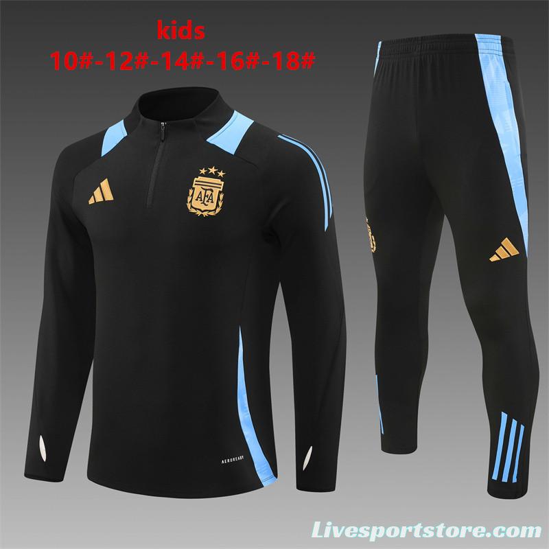 2024 Kids Argentina Black Half Zipper Jacket+Long Pants