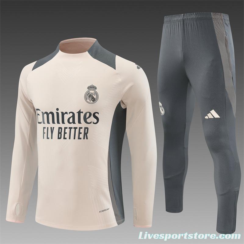 24/25 Real Madrid khaki Half Zipper Jacket+Long Pants