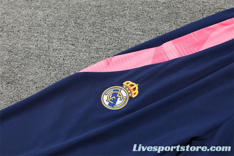 24/25 Real Madrid Navy Dragon Half Zipper Jacket+Long Pants