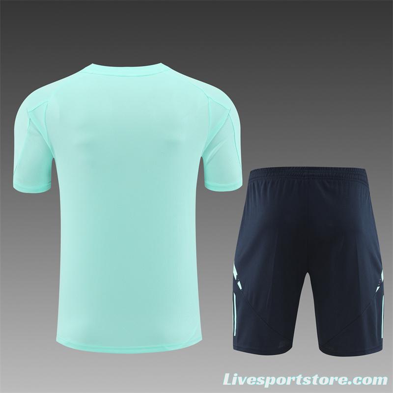 24/25 Real Madrid Lake Blue Short Sleeve Jersey+Shorts