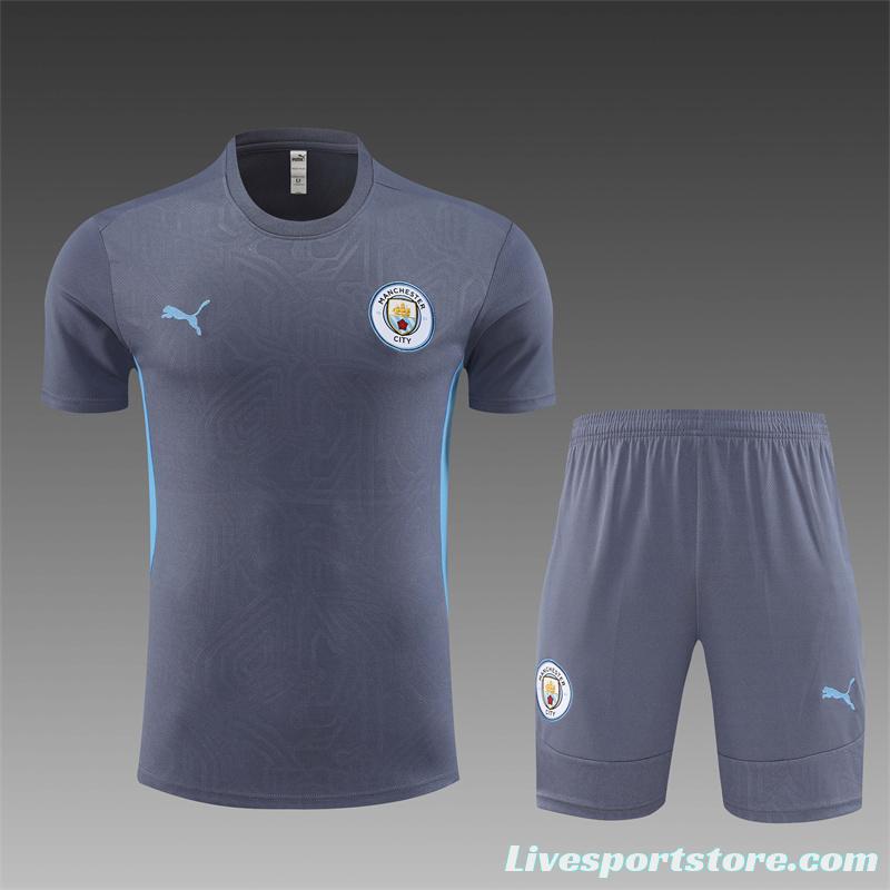 24/25 Manchester City Blue White Short Sleeve Jersey+Shorts