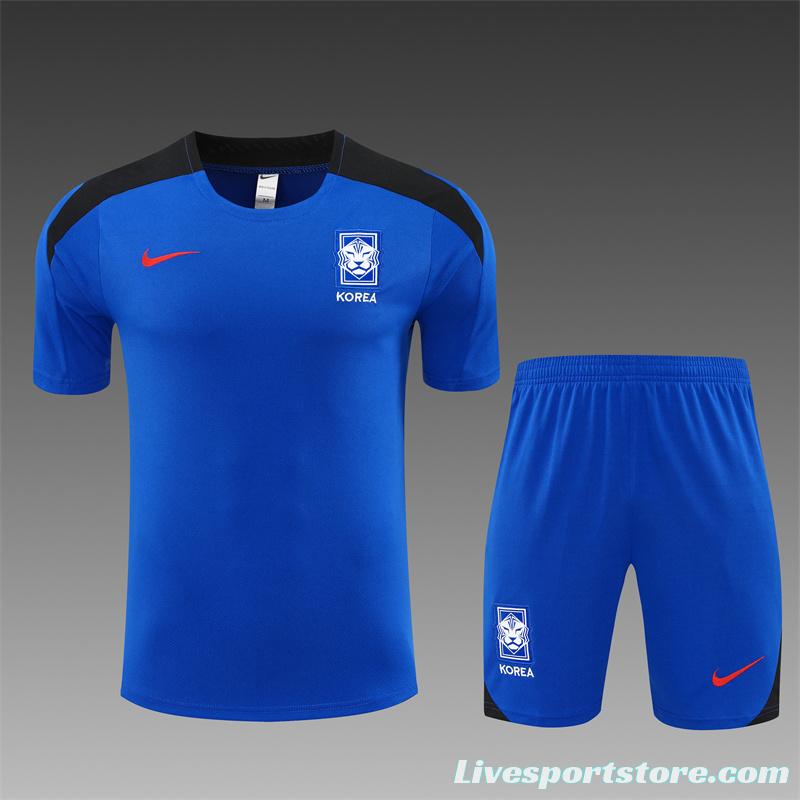 2024 South Korea Blue Short Sleeve Jersey+Shorts