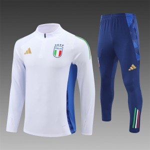 2024 Italy White Half Zipper Jacket+Long Pants