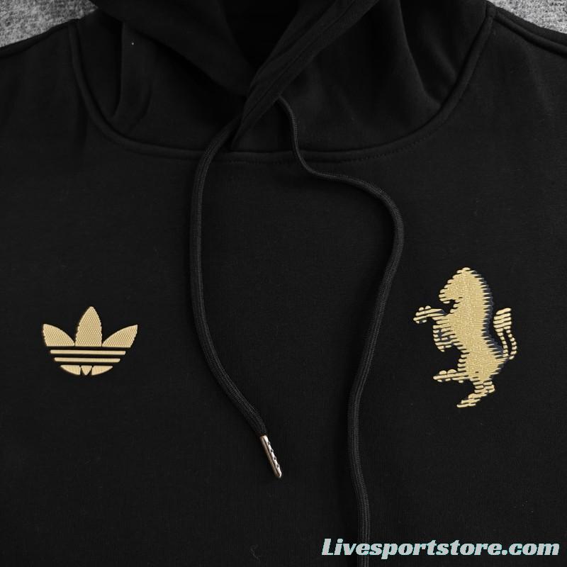 2024 Juventus Black/Navy/Grey/Beige/White Hoodie With Golden Badge