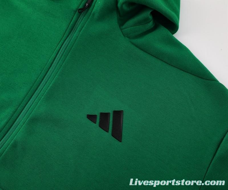 2024 Adidas Green Hoodie Full Zipper Jacket +Long Pants