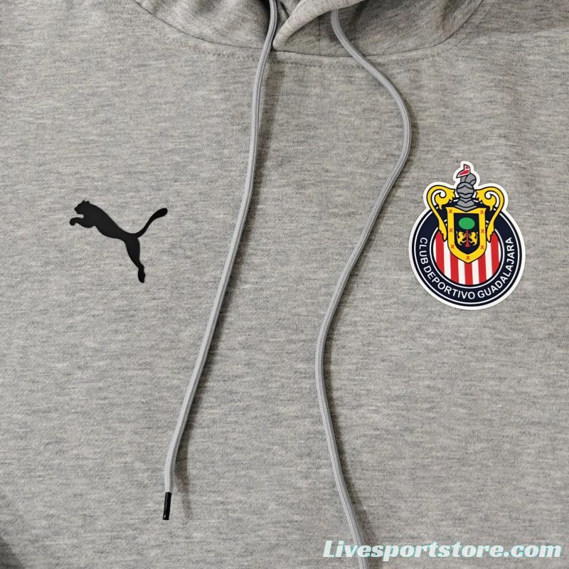 24/25 Chivas Guadalajara Navy/Red/Black/Beige/Grey Hoodie WIth Black Badge