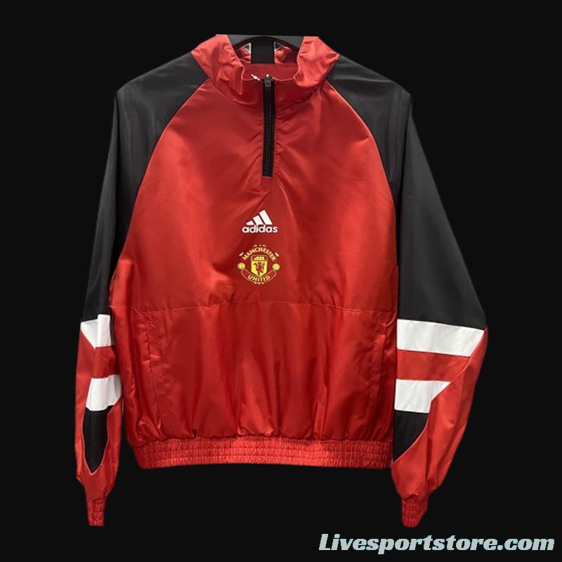 23/24 Manchester United Red half Zipper Windbreaker