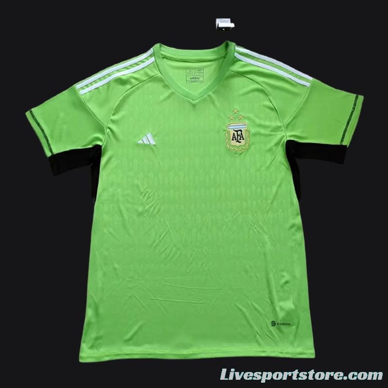 3 Stars 2023 Argentina Green E.Martinez Goalkeeper Final Match Jersey With Full Patches