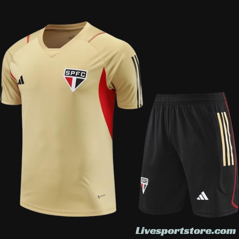 23-24 Sao Paulo Beige Short Sleeve Jersey+Shorts