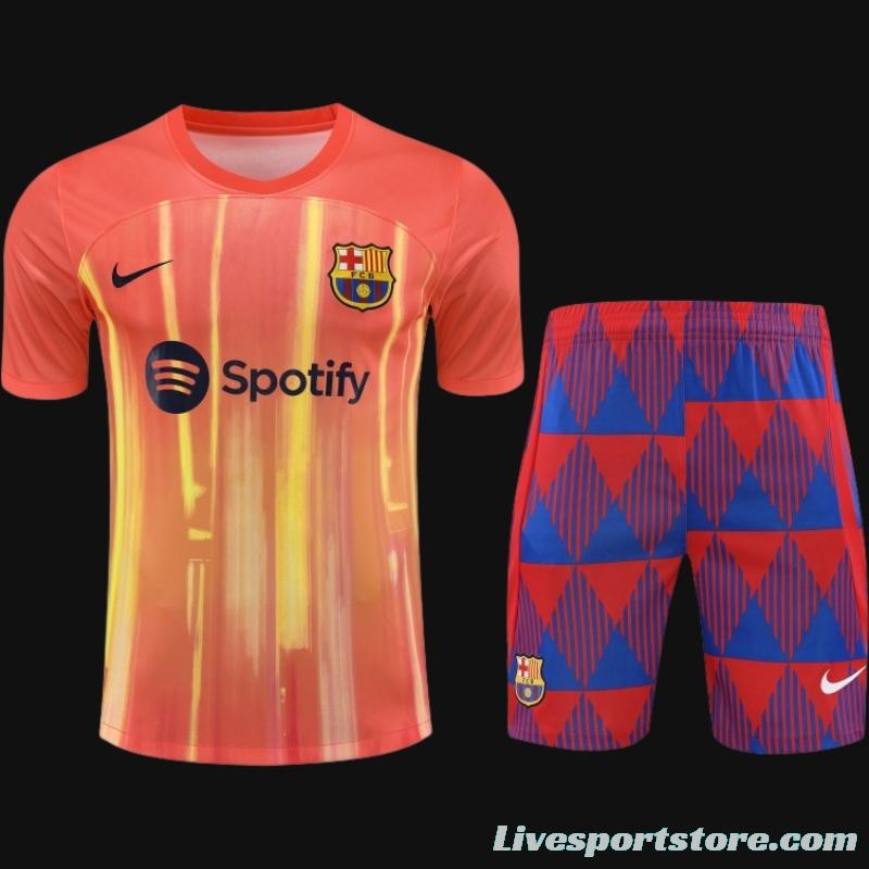 23-24  Barcelona Orange Short Sleeve Jersey+Shorts