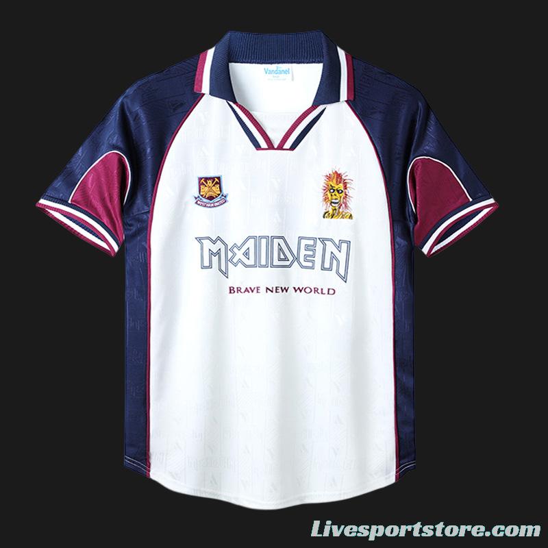 Retro 99/01 West Ham X Iron Maiden Away White Jersey