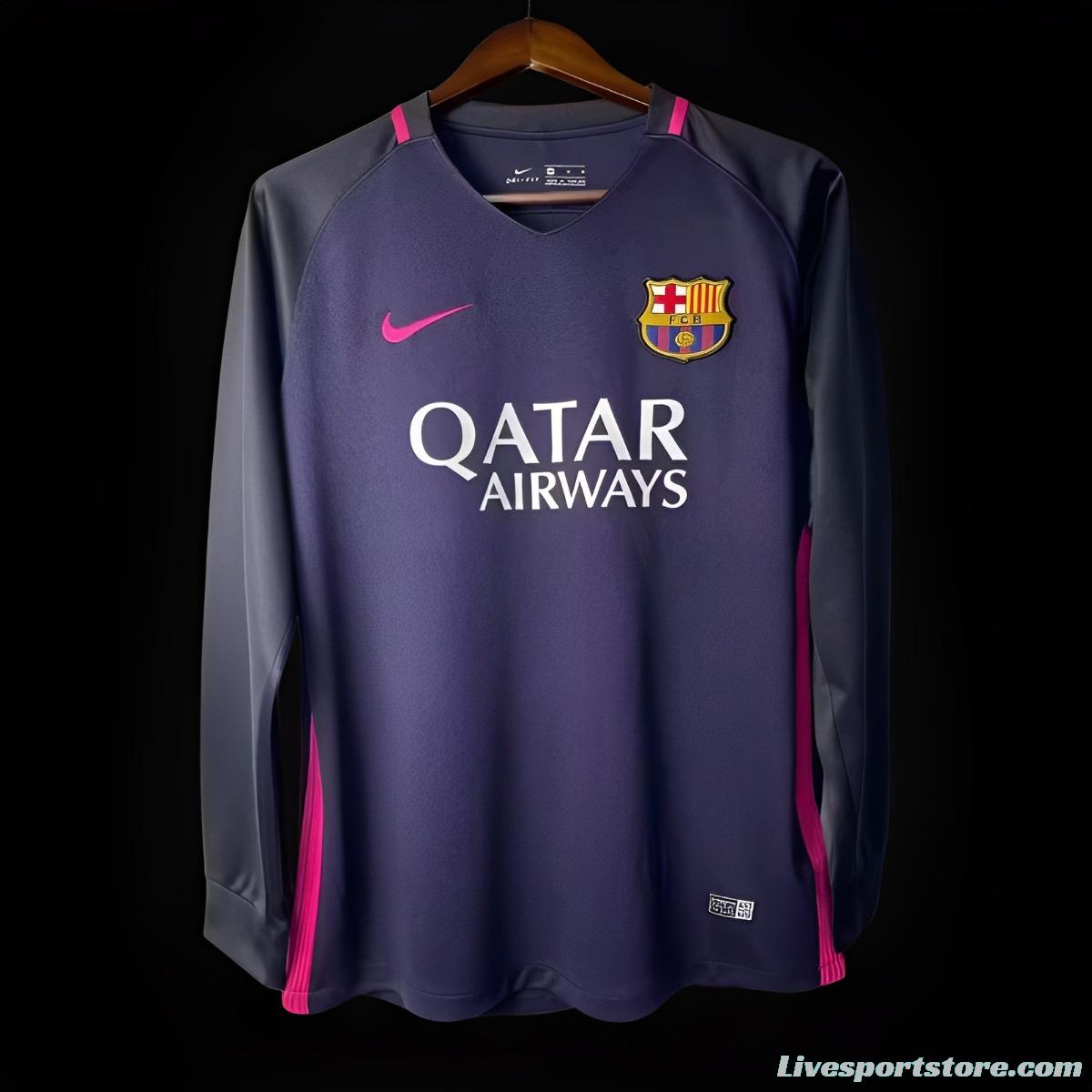 Retro 16-17 Barcelona Away Purple Long Sleeve Jersey