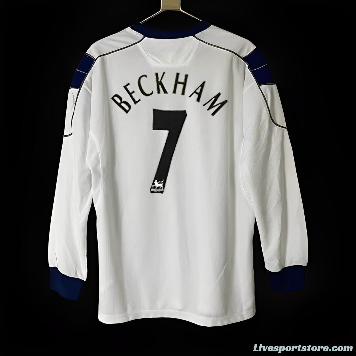 Retro 00/1 Manchester United Away Long Sleeve White Jersey