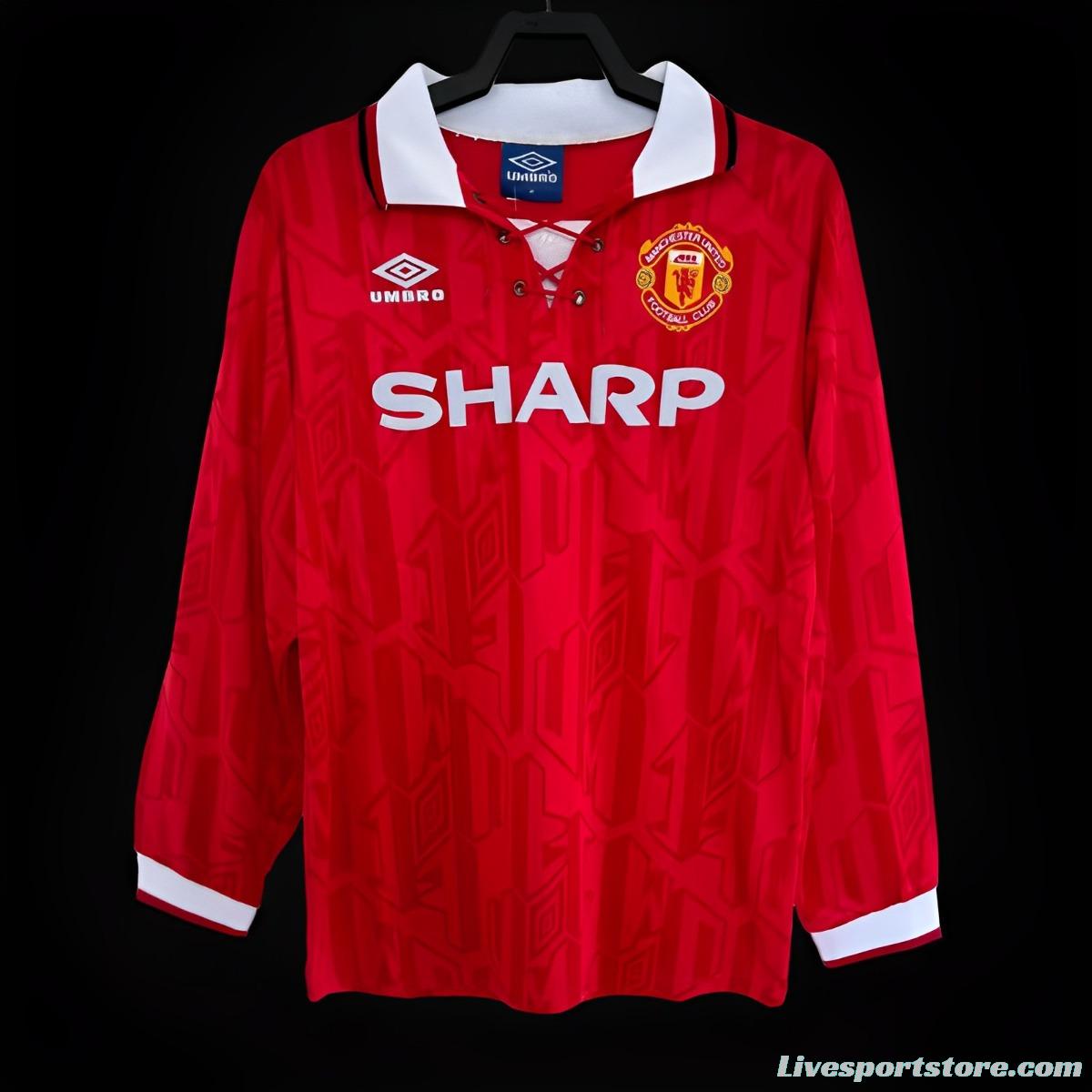 Retro 93/94 Manchester United Home Long Sleeve Jersey