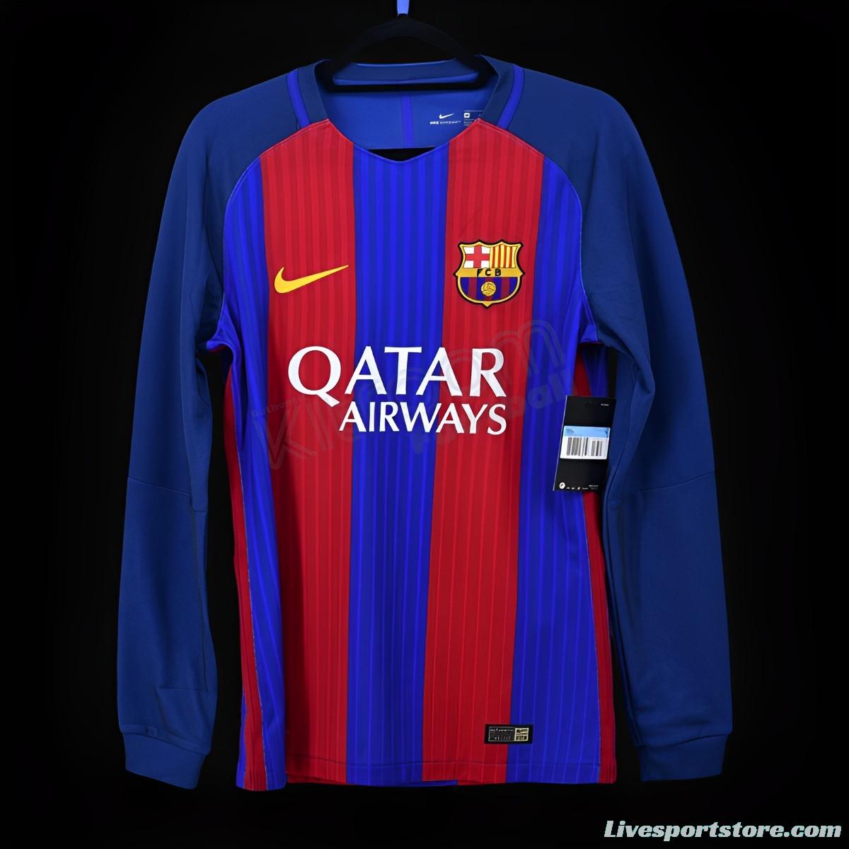 Retro 16/17 Barcelona Home Long Sleeve Jersey