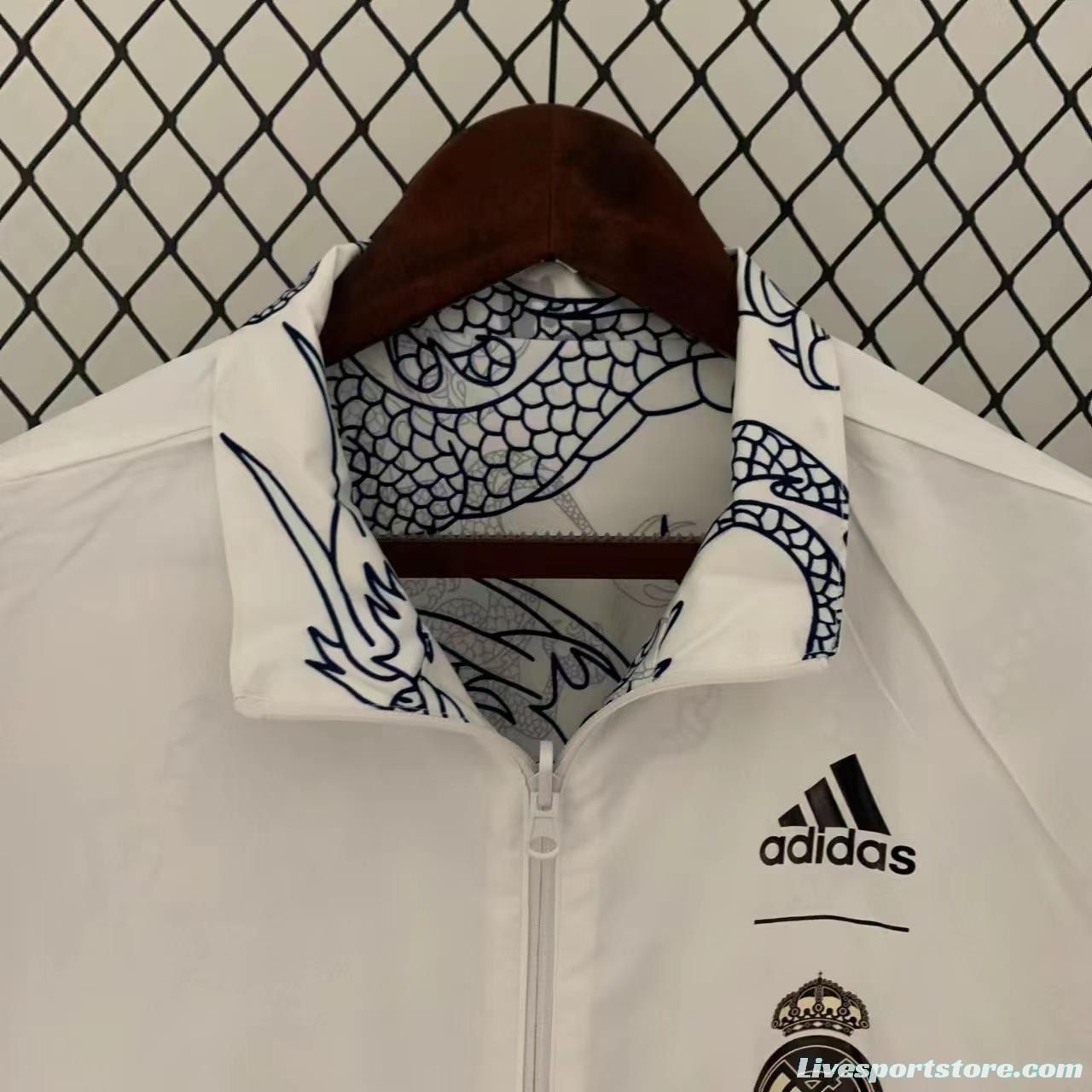 23/24 Real Madrid White Dragon Reversible Full Zipper Jacket