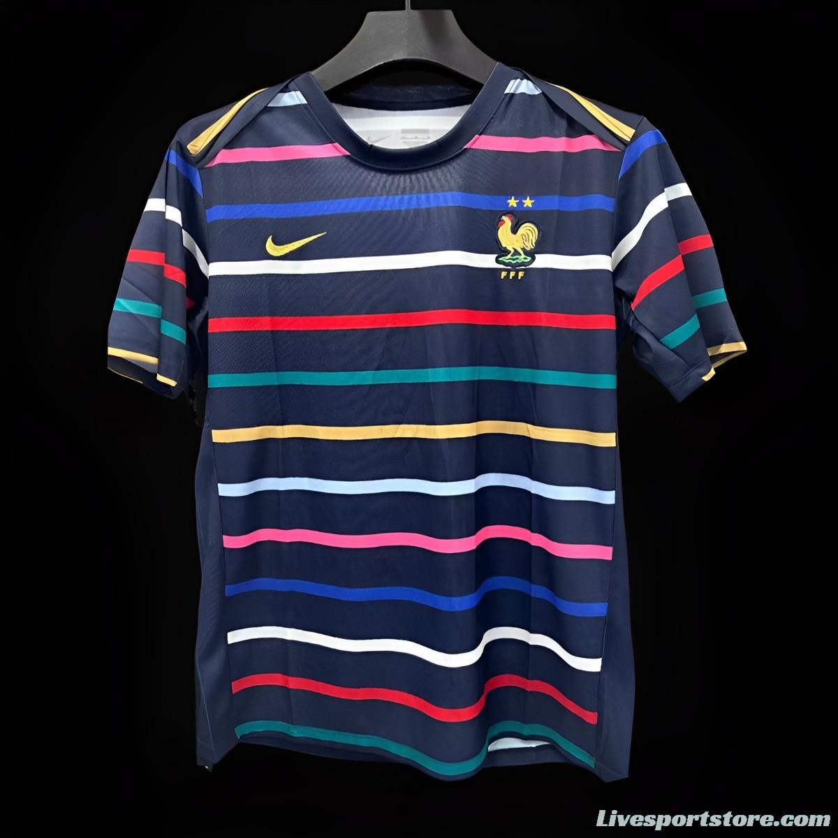 2024 France Training Mixed Color Stripe Jersey