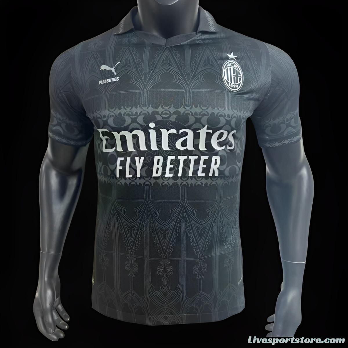 Player Version AC Milan x PLEASURES Forth Black Jersey