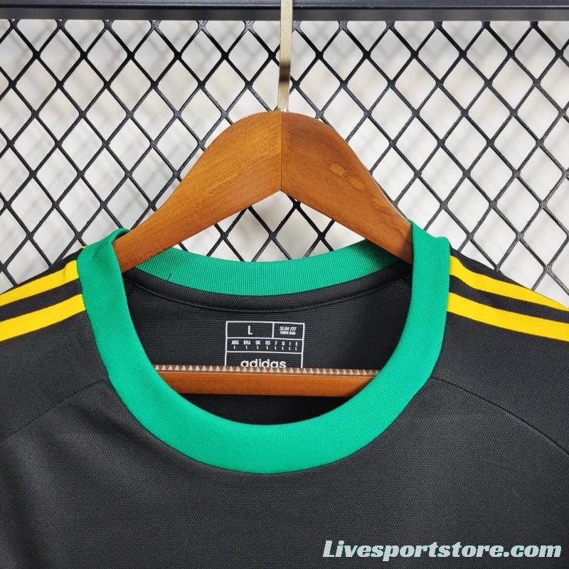 2024 Jamaica Adicolor Classics 3 Stripes Black T-Shirt