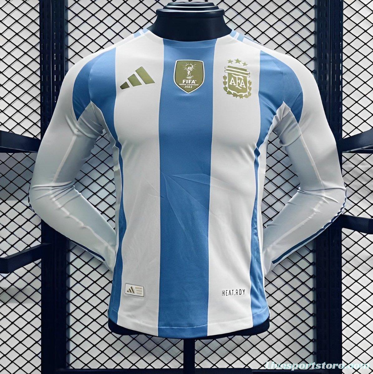 Player Version 2024 Argentina Long Sleeve Home Jersey