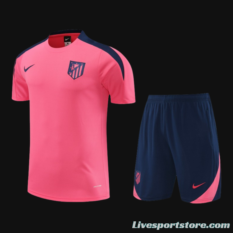 23/24 Atletico Madrid Pink Cotton Short Sleeve Jersey+Shorts