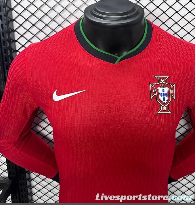 Player Version 2024 Portugal Home Long Sleeve Jersey