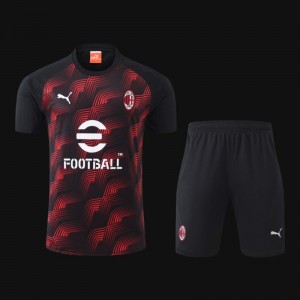 23/24 AC Milan Red/Black Cotton Short Sleeve Jersey+Shorts