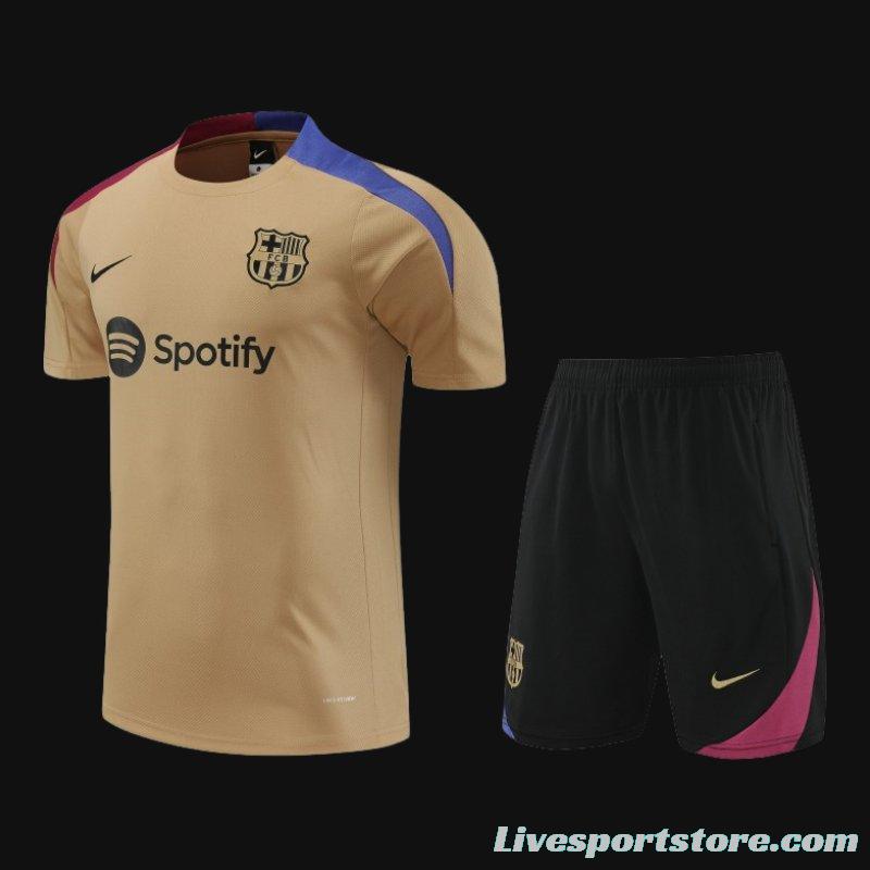 23/24 Barcelona Brown Cotton Short Sleeve Jersey+Shorts