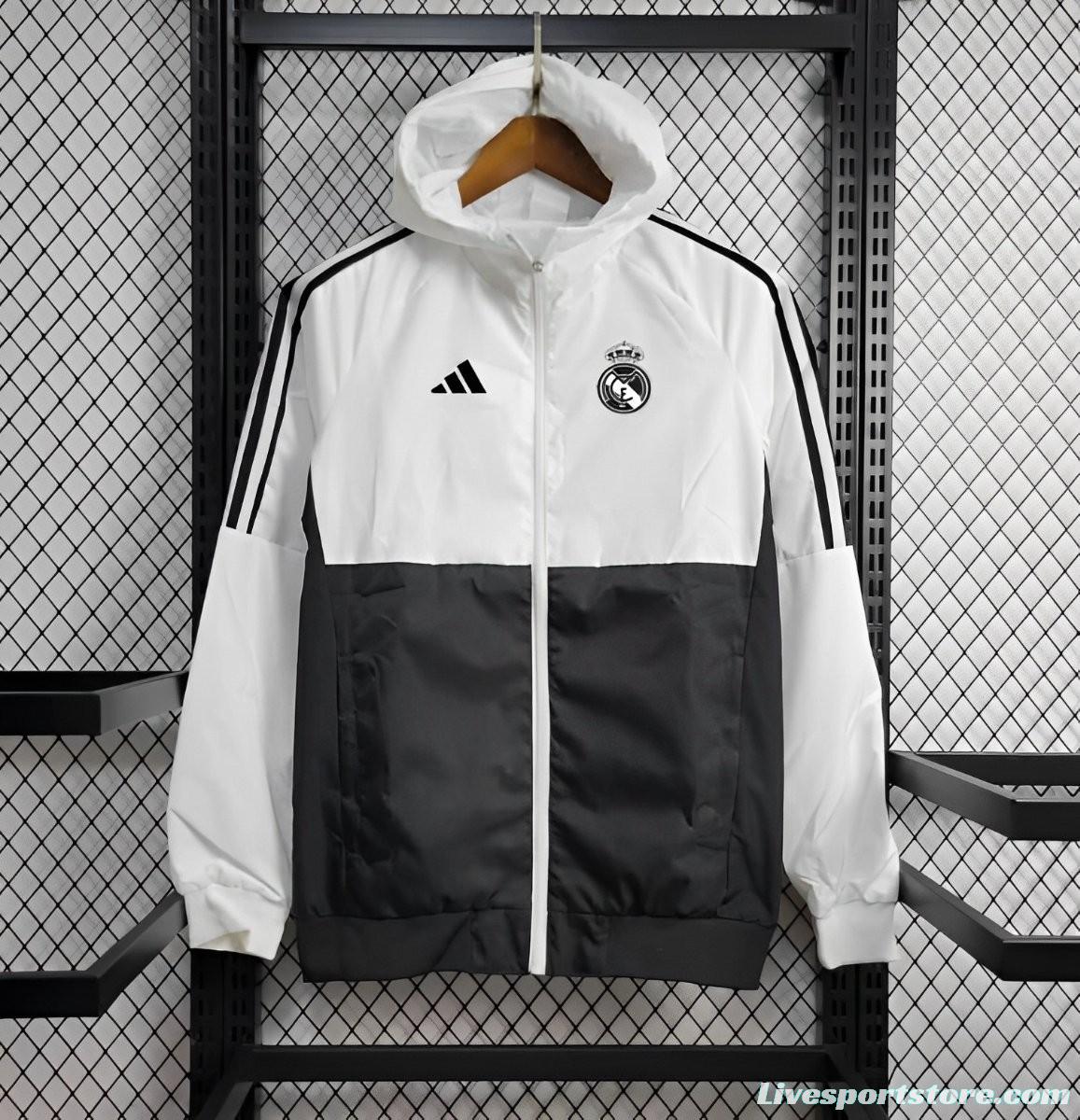 24/25 Real Madrid Black White Windbreaker