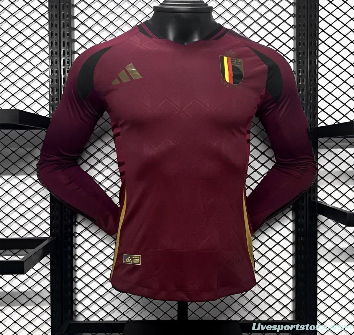 Player Version 2024 Belgium Home Sleeve Jersey