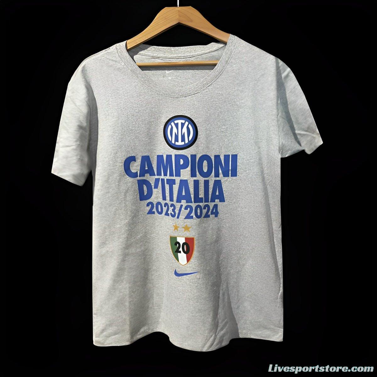 23/24 Inter Milan CAMPIONI D'ITALIA Grey T-Shirts