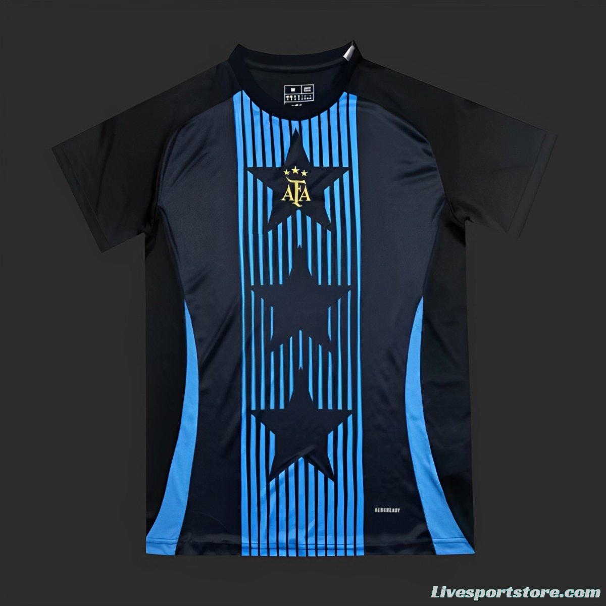 2024  Argentina Copa America Light Blue Stripes Pre-Match Jersey