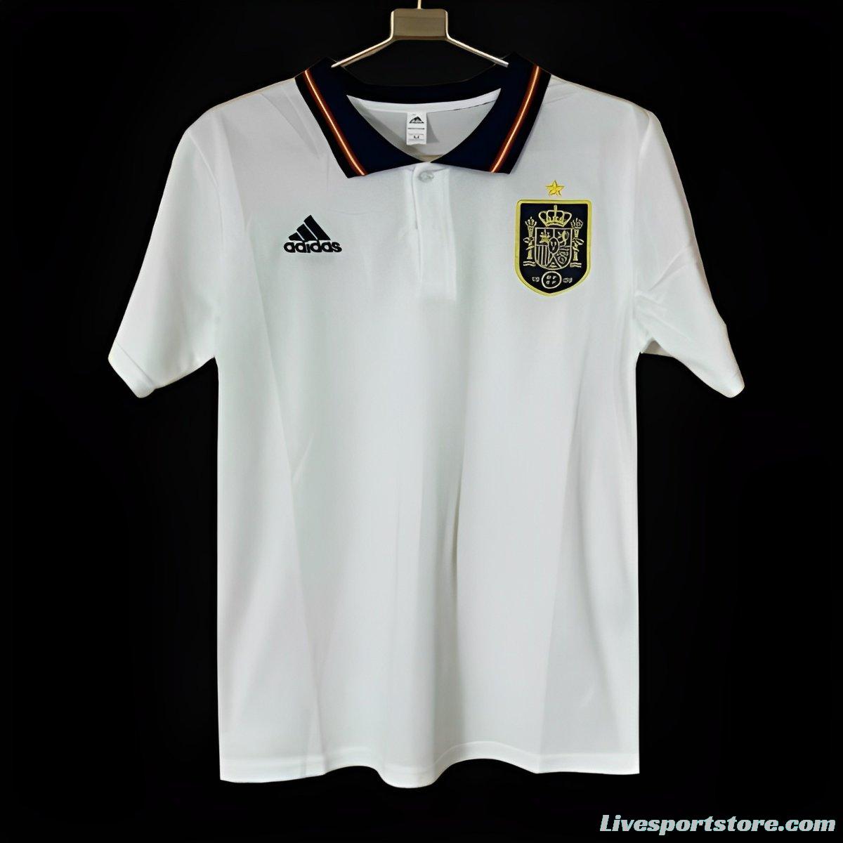 2024 Spain White Polo Jersey