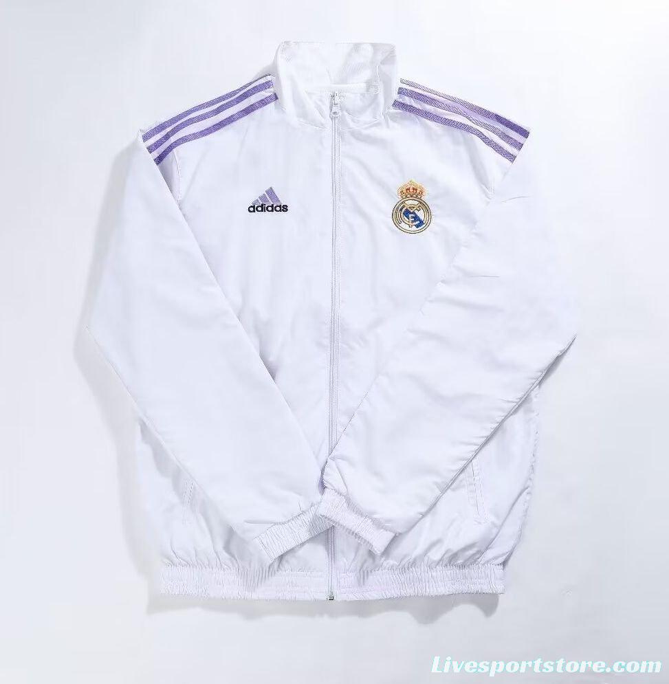 23/24 Real Madrid White Reversible Windbreaker