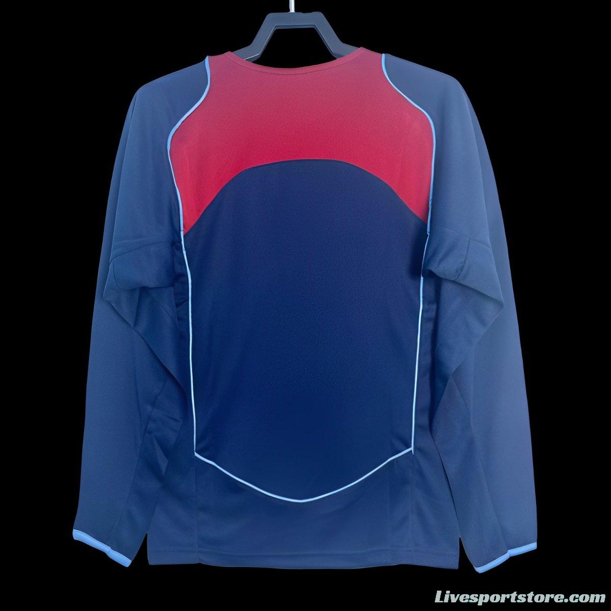 Retro 04/05 Long Sleeve Atletico Madrid Away Blue Jersey